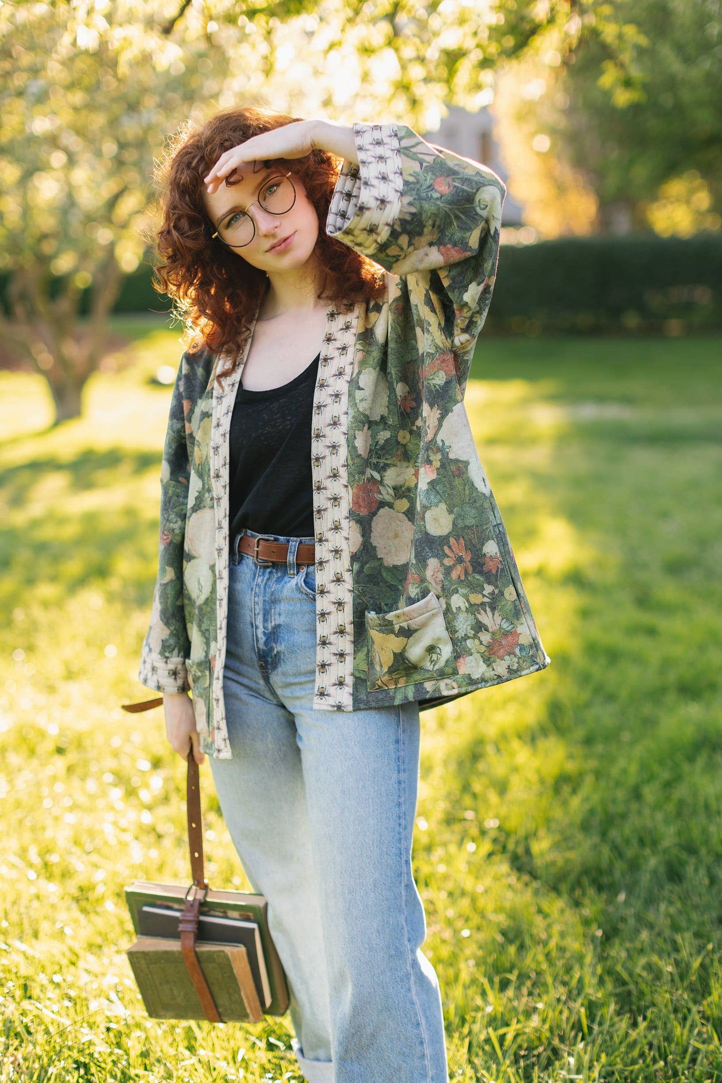 I Dream in Flowers Cozy Bees Fleece Cardigan Kimono Jacket