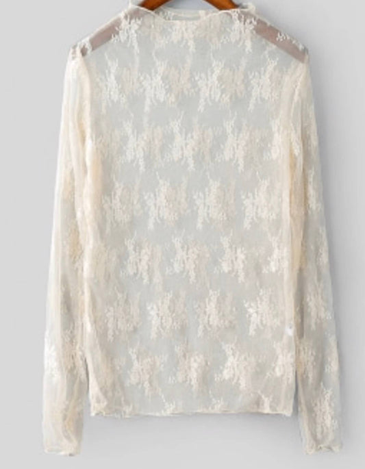 Embroidered Sheer Lace Blouse