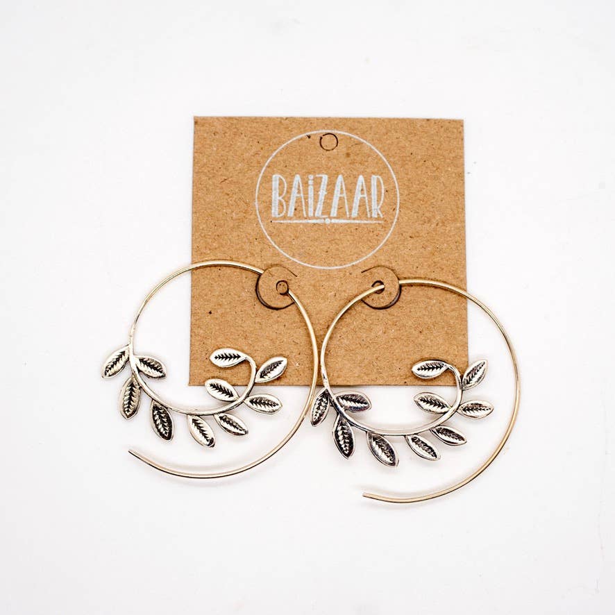 Sterling Silver Leafy Branch Earring