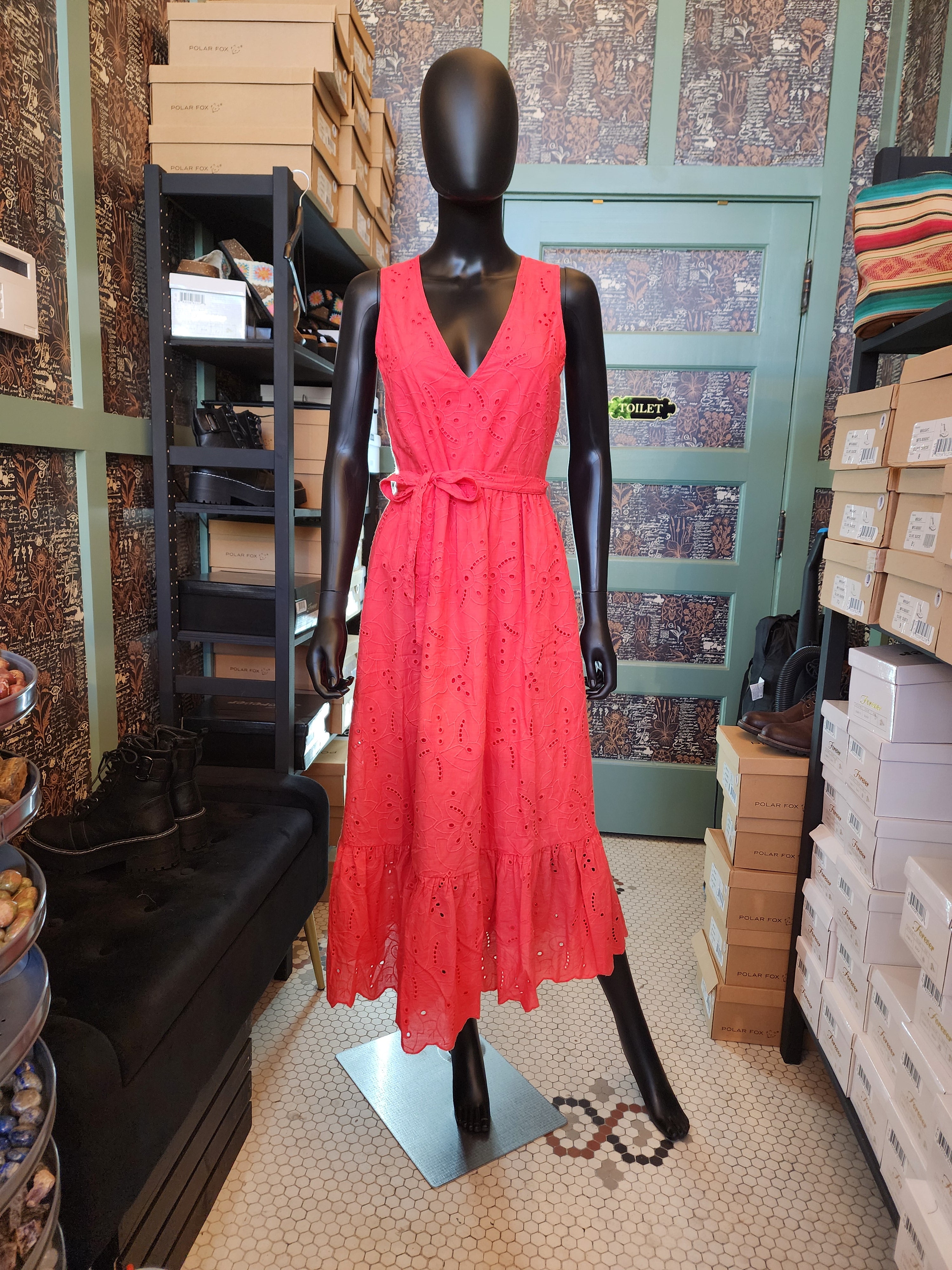 Coral eyelet dress hotsell