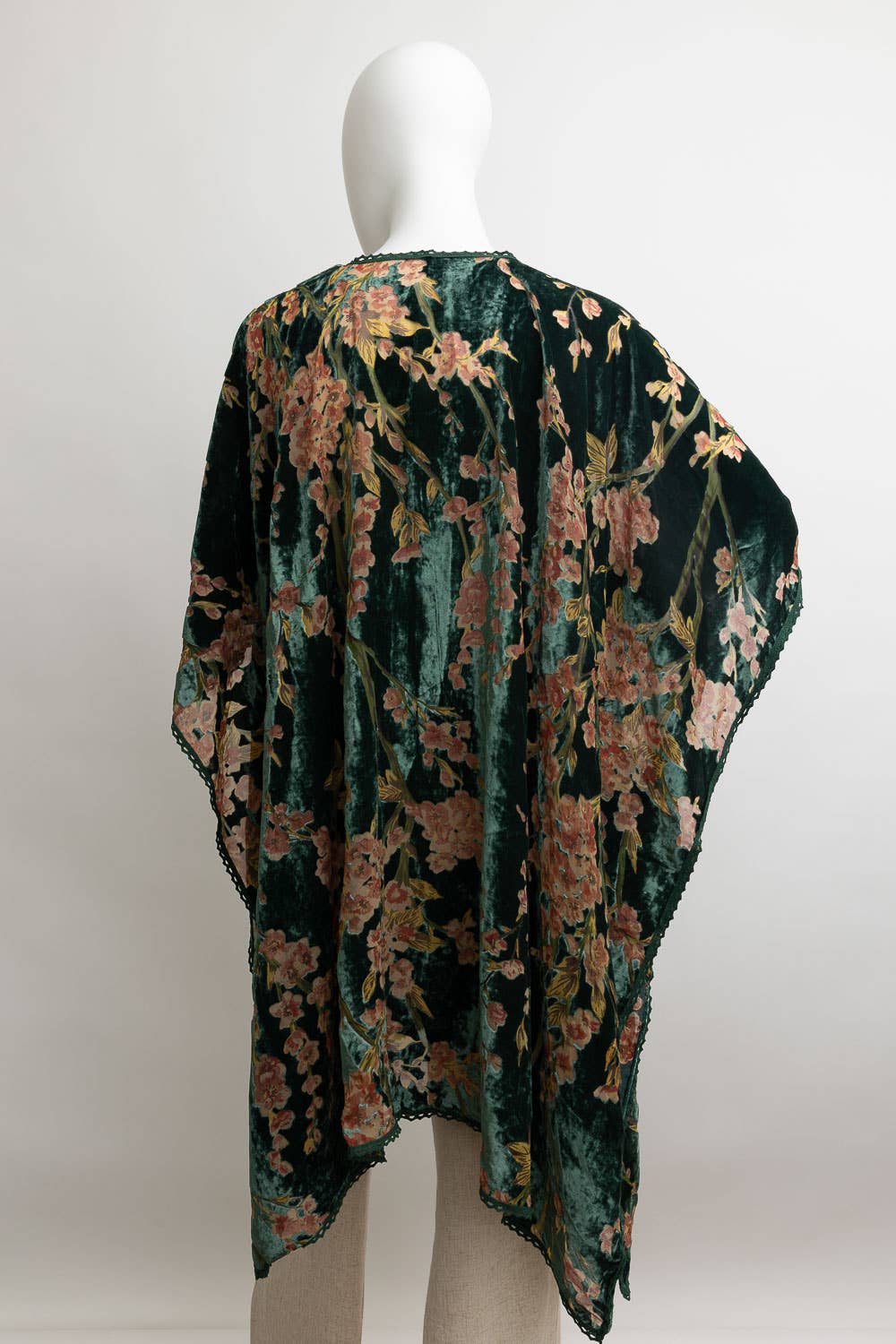 Velvet Blossom Longline Kimono w/ Cinched Armholes