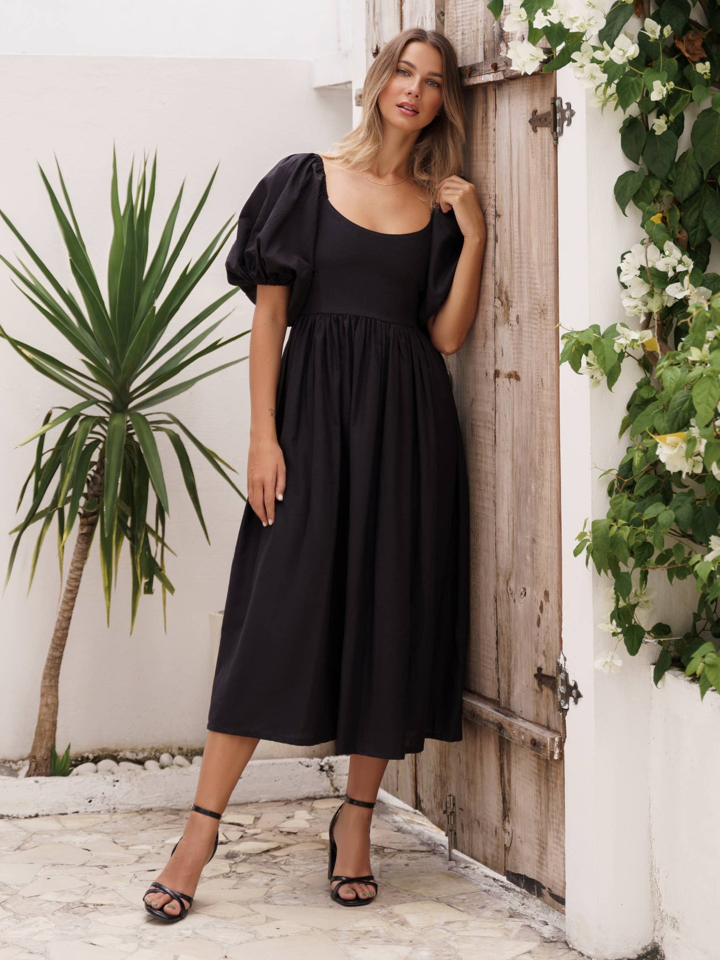 Cherie Puff Sleeve Midi Dress