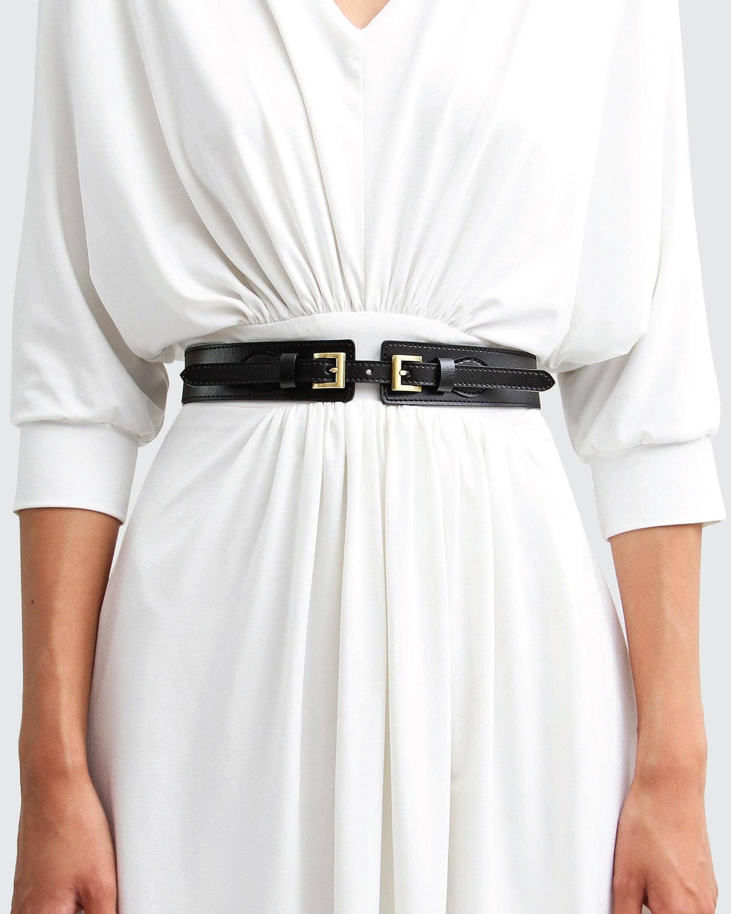 London Fog Leather Waist Belt - Black