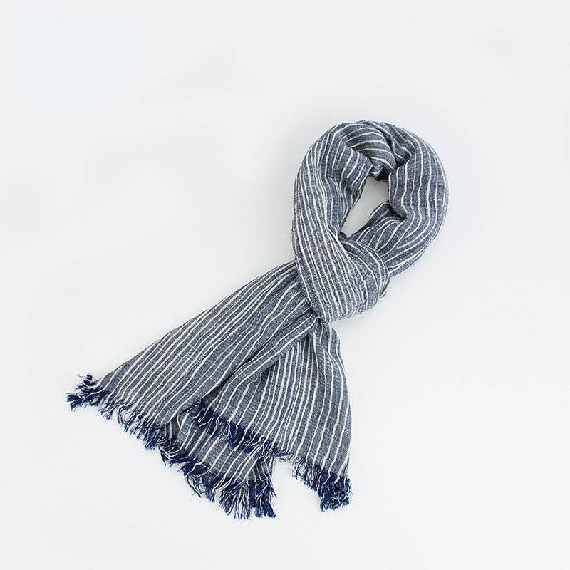 Scarvii - Elegant Stripe Style Cotton Long Scarf