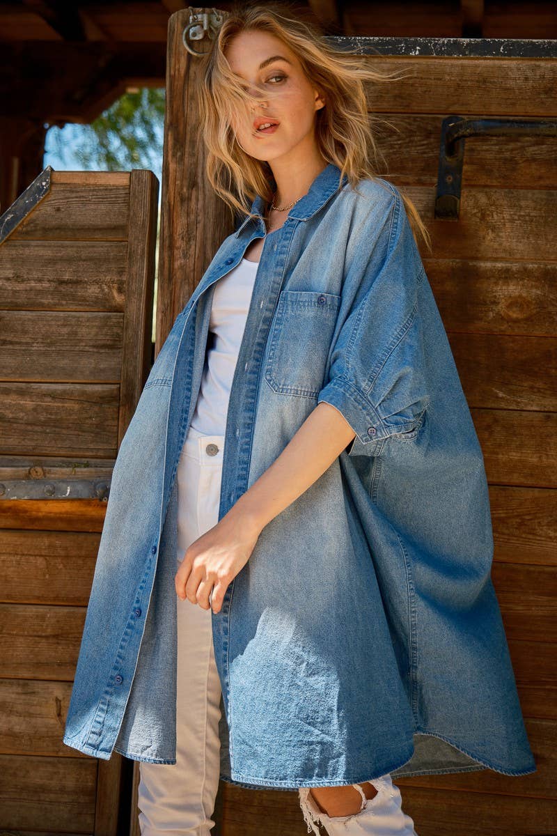 Oversized Chambray Shirt Dress