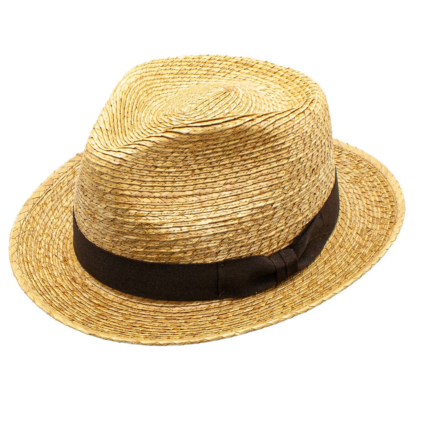 Mako Straw Natural Black Band Fedora Hat