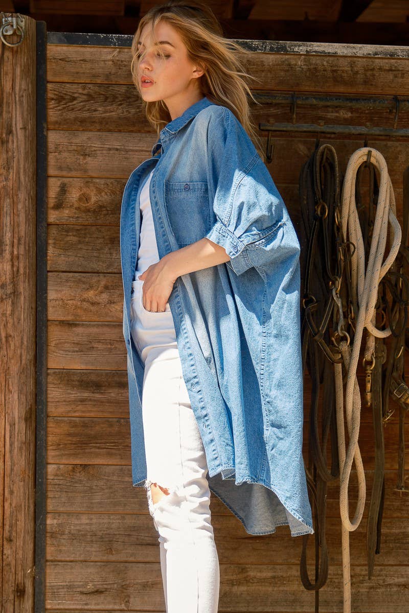 Oversized Chambray Shirt Dress