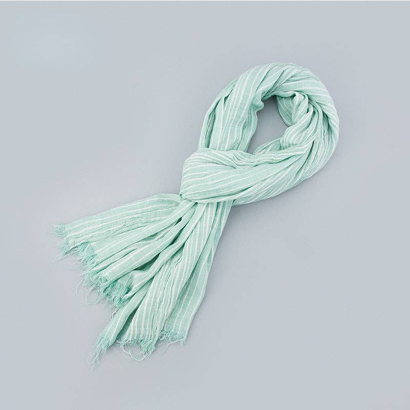 Scarvii - Elegant Stripe Style Cotton Long Scarf