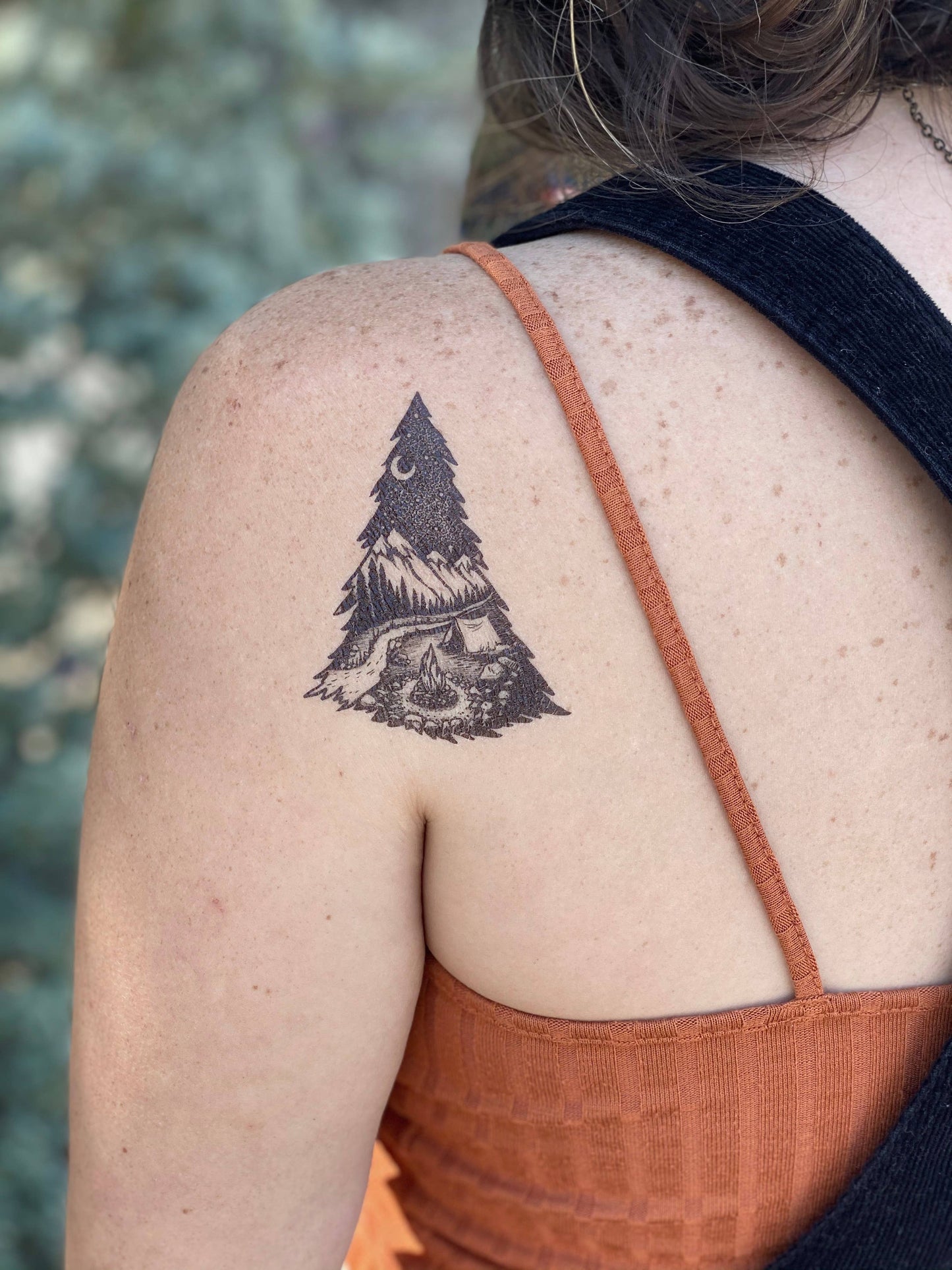 Mountain Camping Temporary Tattoo