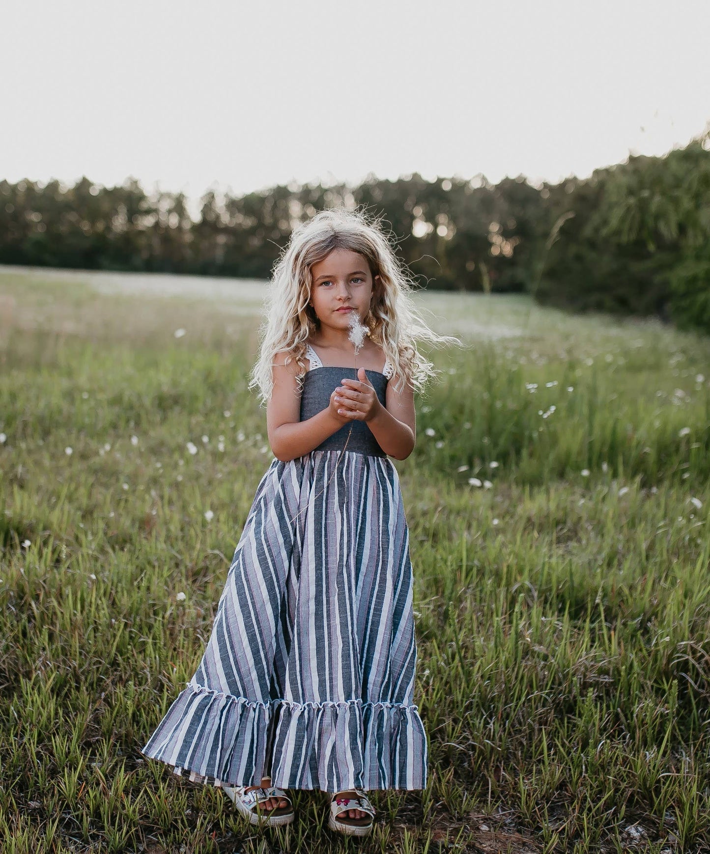 Black Denim Stripe Maxi Dress