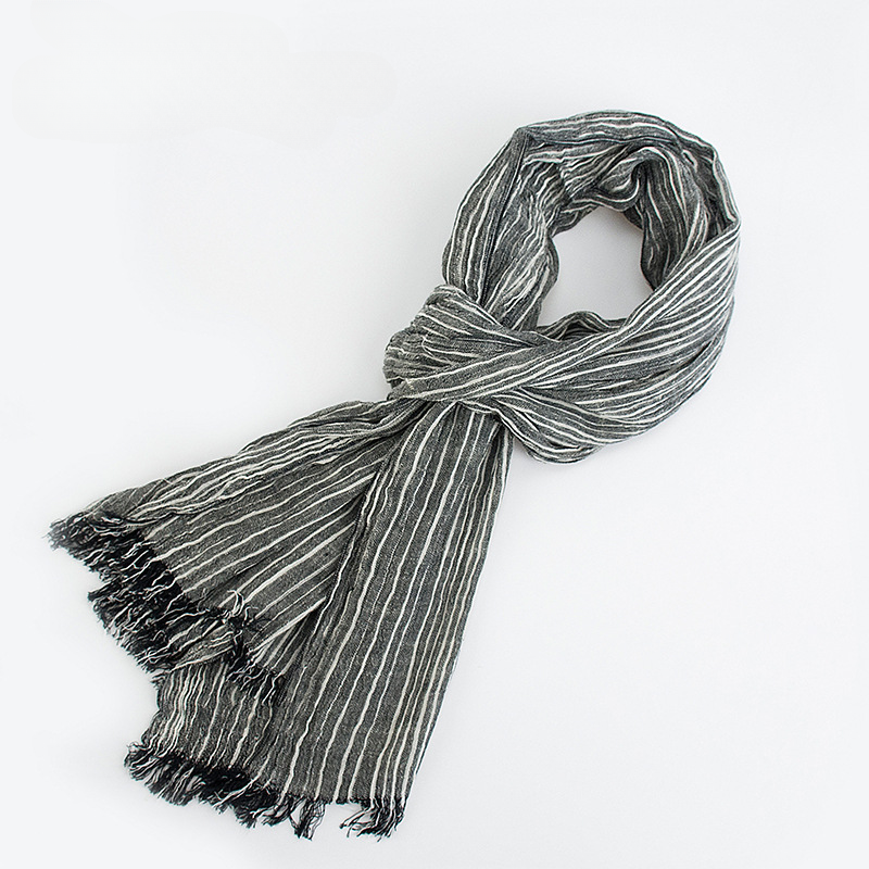 Scarvii - Elegant Stripe Style Cotton Long Scarf