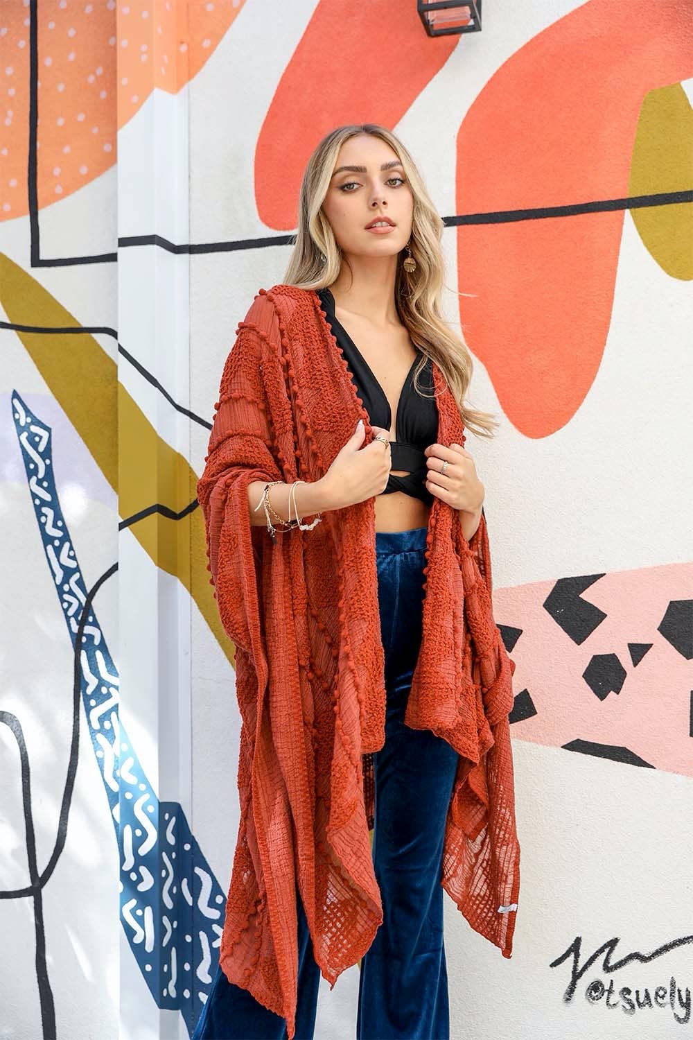 Embroidered Zig Zag Kimono