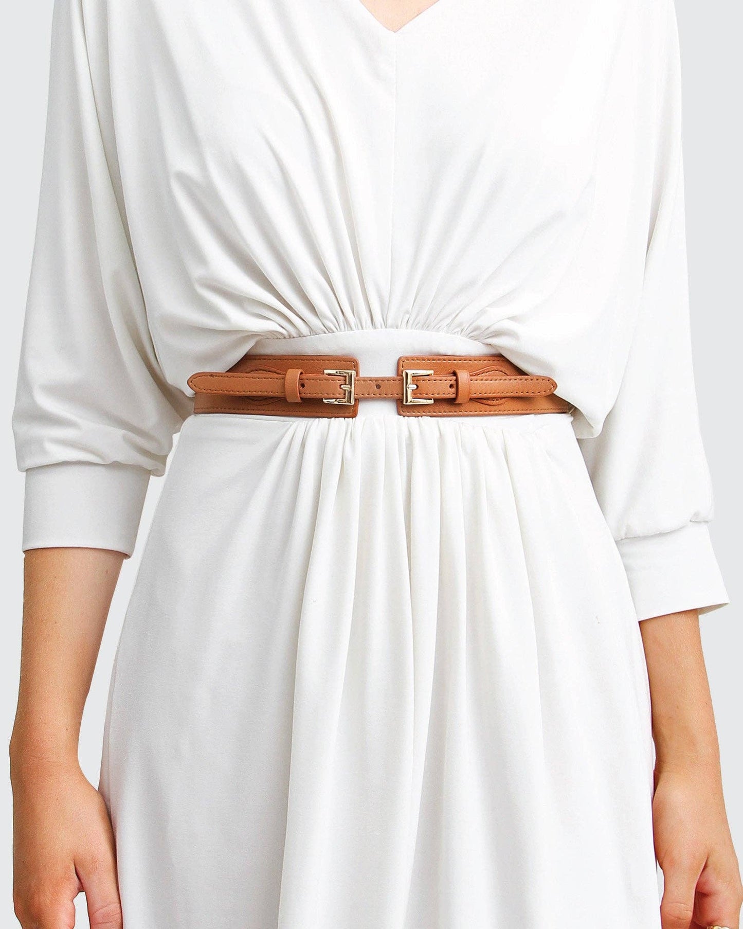 London Fog Leather Waist Belt - Brown