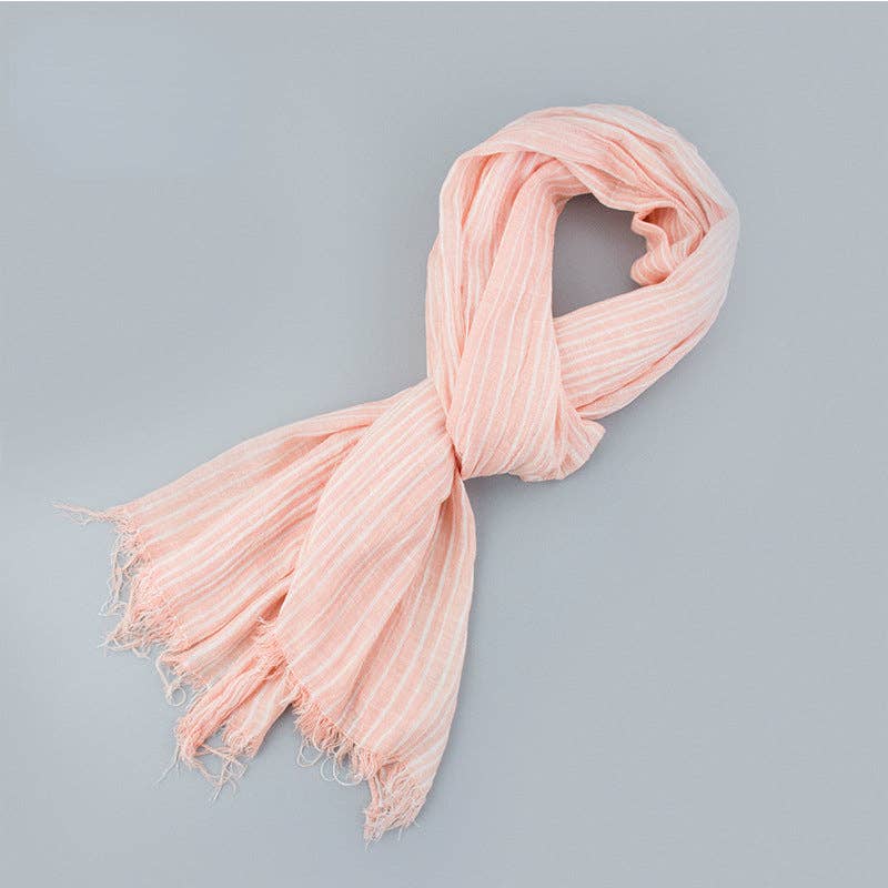 Scarvii - Elegant Stripe Style Cotton Long Scarf