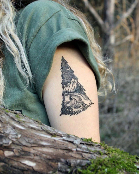 Mountain Camping Temporary Tattoo