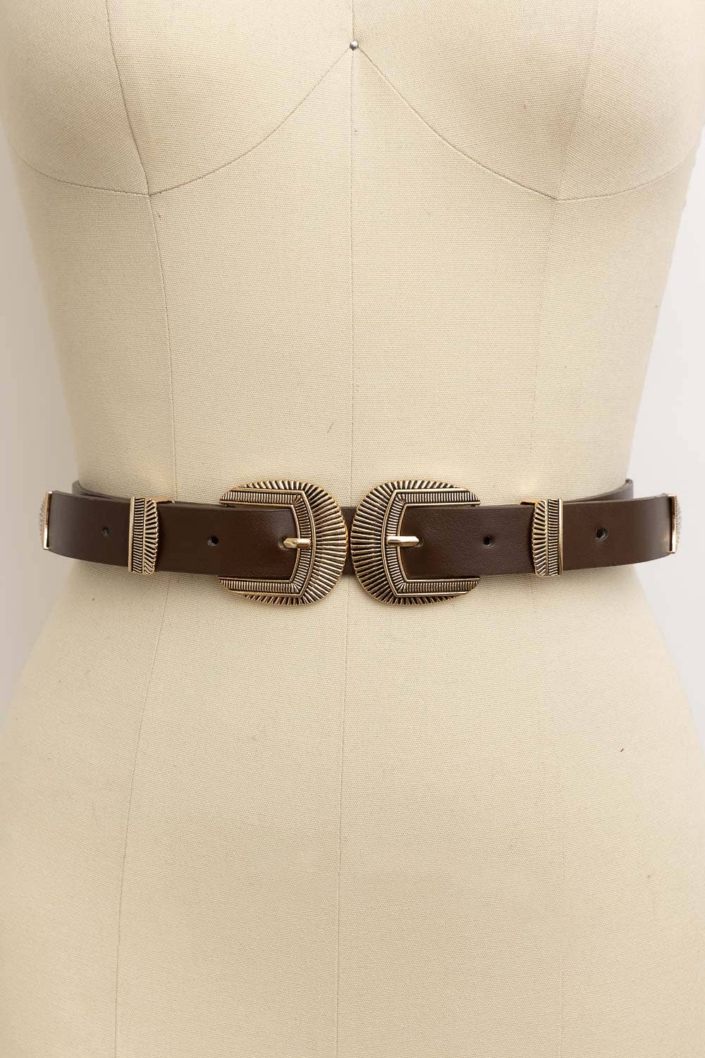 Double Buckle Vegan Leather Belt