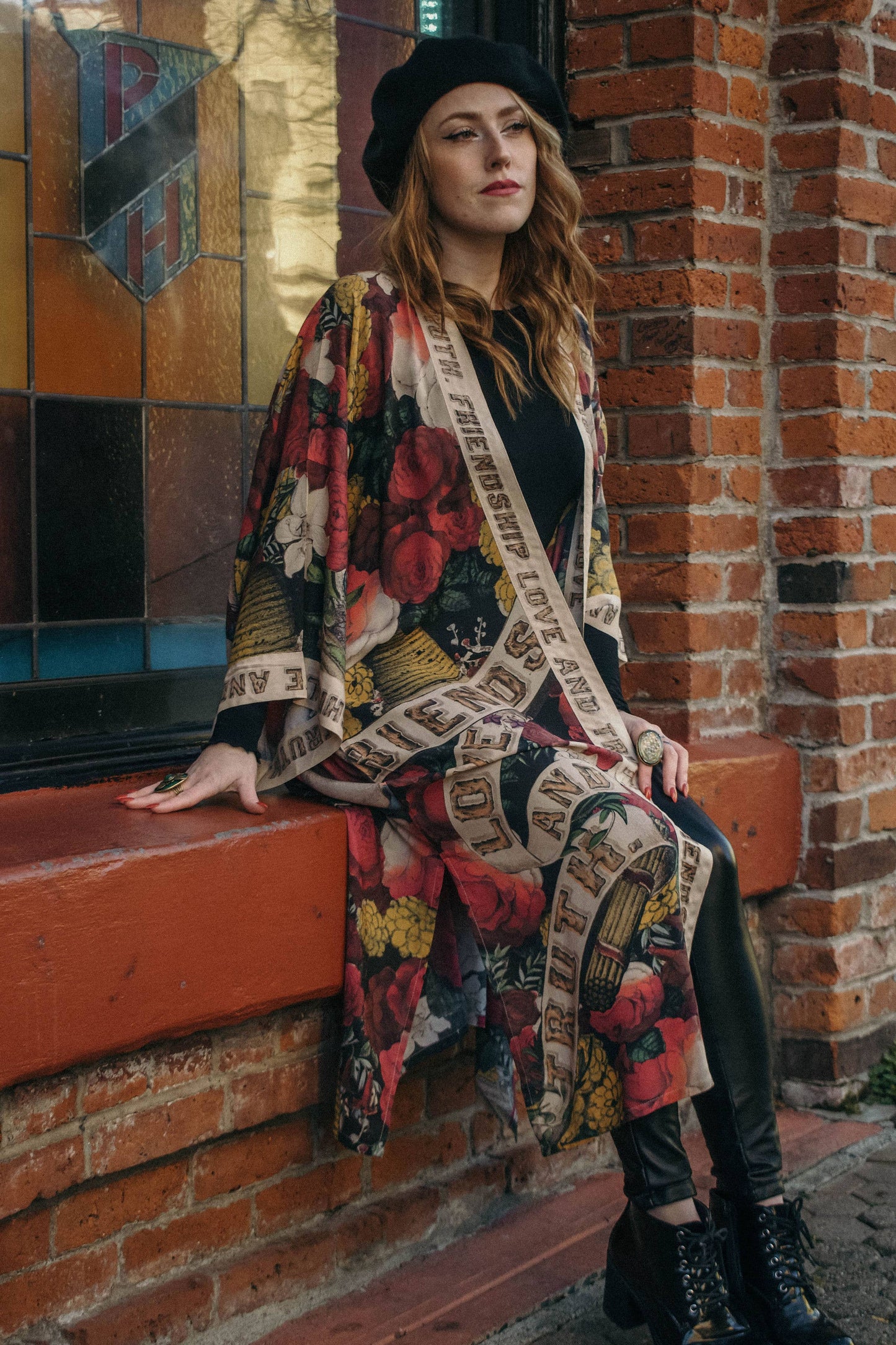 Friendship Love and Truth Long Duster Bamboo Kimono Robe