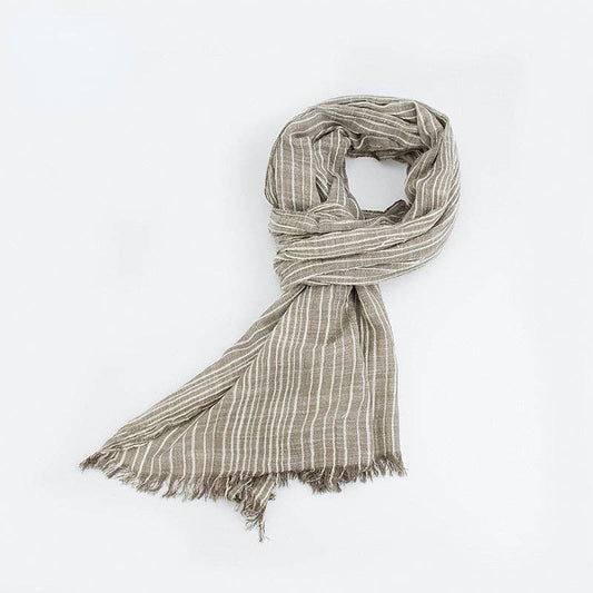 Scarvii - Elegant Stripe Style Cotton Long Scarf