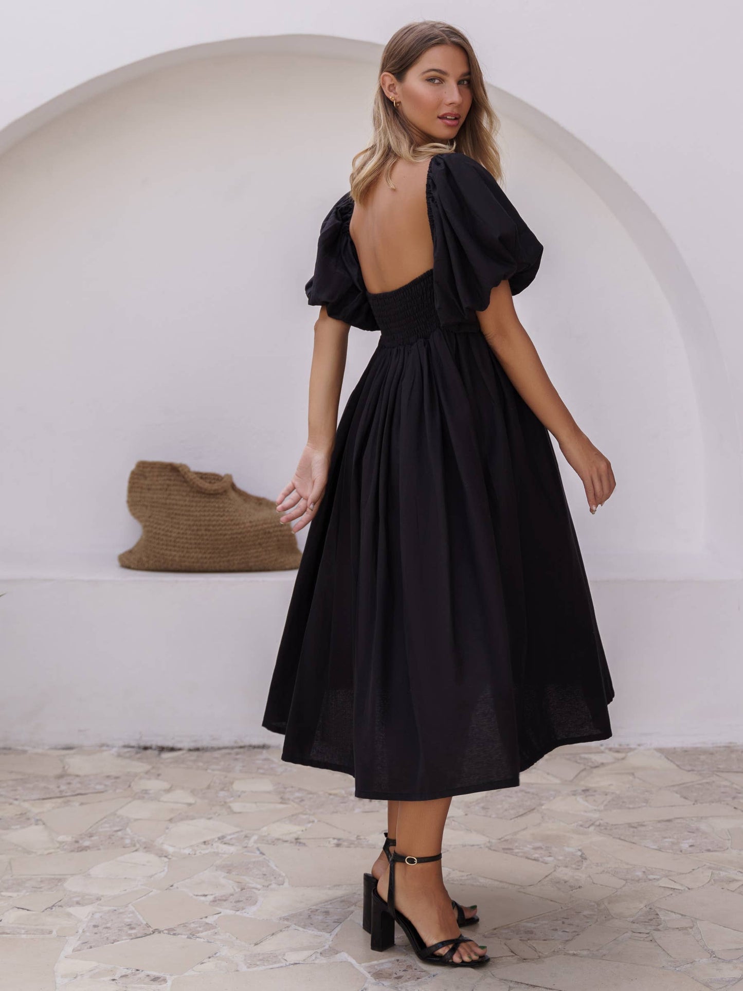 Cherie Puff Sleeve Midi Dress