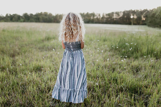 Black Denim Stripe Maxi Dress