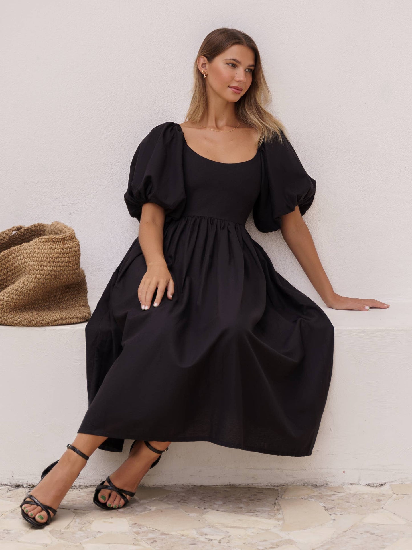 Cherie Puff Sleeve Midi Dress