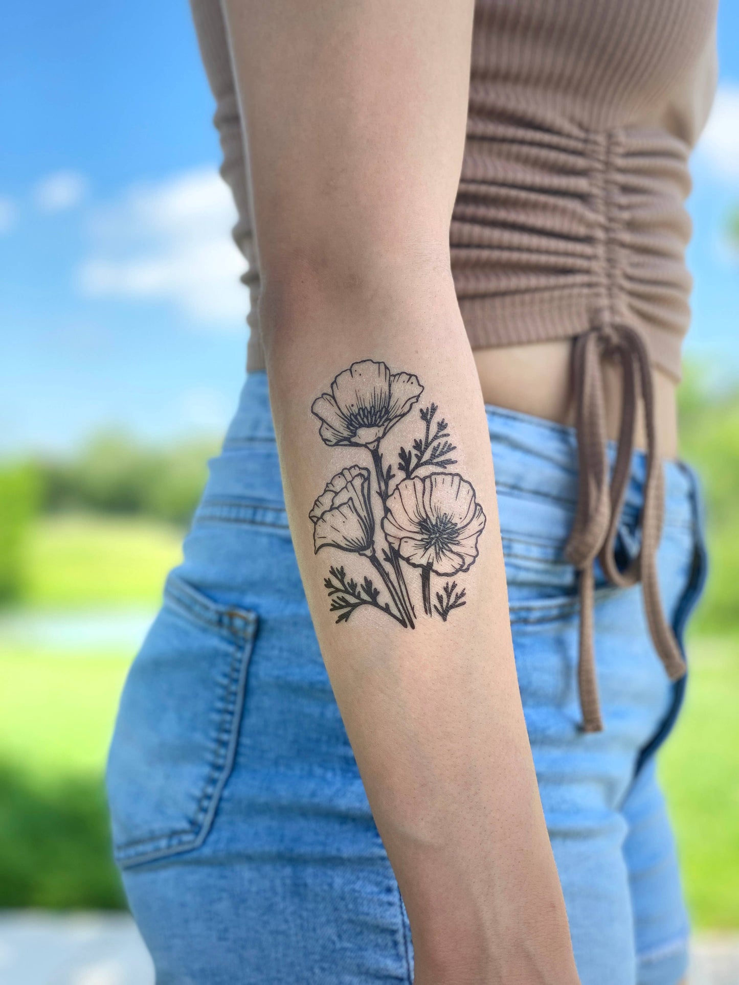 Golden Poppy Temporary Tattoo