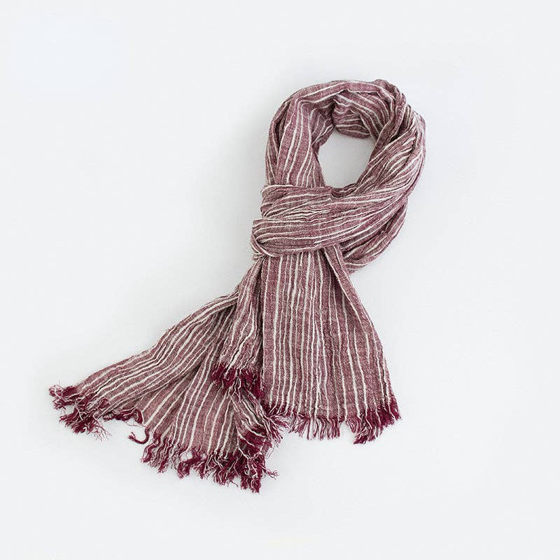 Scarvii - Elegant Stripe Style Cotton Long Scarf