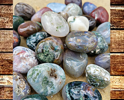 Moss Agate Tumbles Stones 20-30 mm (0.8-1.2 inches)